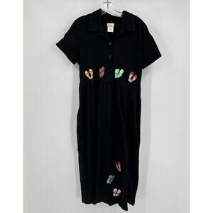 Bobbie Brooks Womens Dress Size L Vintage Embroidered Novelty Cottagecore Summer